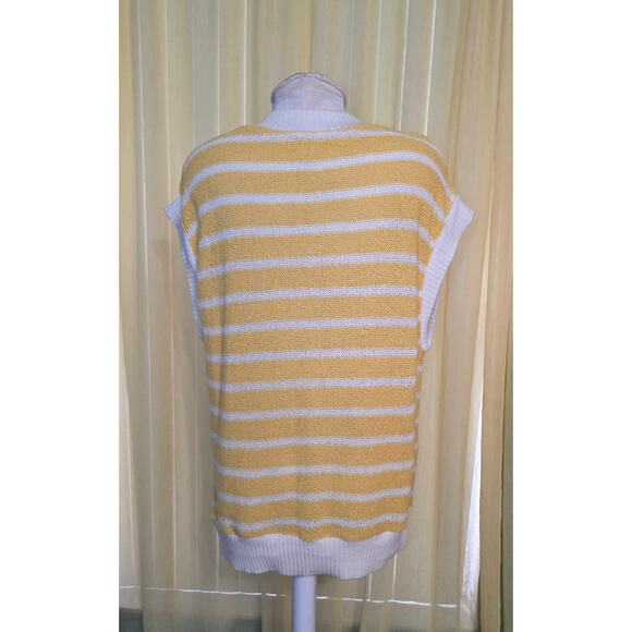 Zara Yellow & White Striped Sleeveless Top Sweater Size S - Picture 3 of 6